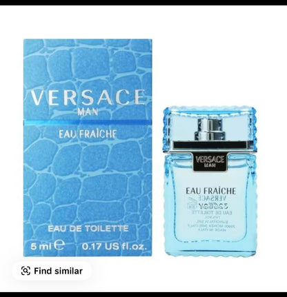 Versace Mini Cologne Set for Men – 4 x 0.17 oz (5 ml) Bottles: Eros, Eros Flame, Eau Fraiche, Dylan Blue
