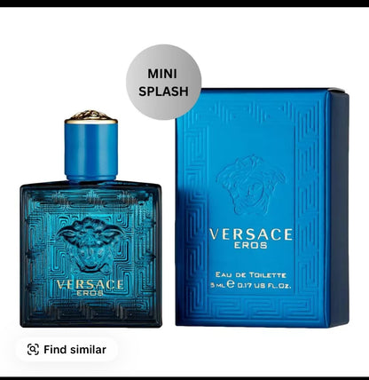 Versace Mini Cologne Set for Men – 4 x 0.17 oz (5 ml) Bottles: Eros, Eros Flame, Eau Fraiche, Dylan Blue