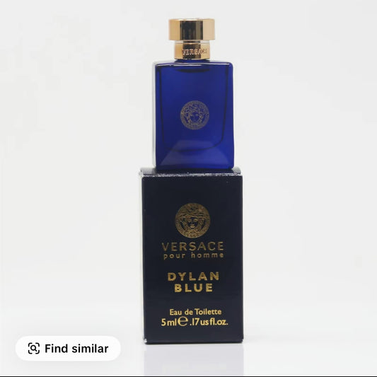 Versace Mini Cologne Set for Men – 4 x 0.17 oz (5 ml) Bottles: Eros, Eros Flame, Eau Fraiche, Dylan Blue